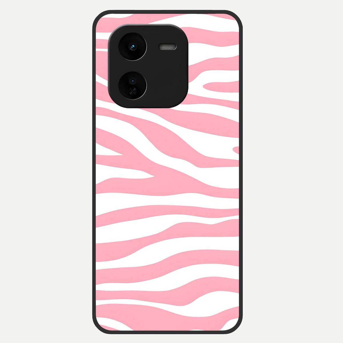  Blush Zebra Flow Glass Case For iQOO Z9x 5G back cover – full design glossy printed glass finish