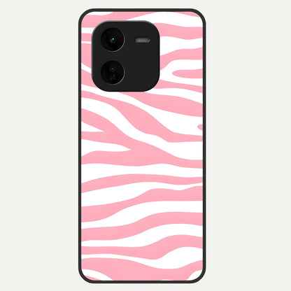  Blush Zebra Flow Glass Case For iQOO Z9x 5G back cover – full design glossy printed glass finish