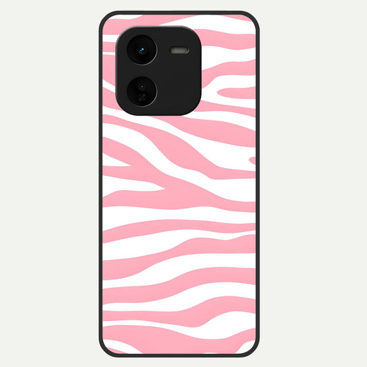  Blush Zebra Flow Glass Case For iQOO Z9x 5G back cover – full design glossy printed glass finish