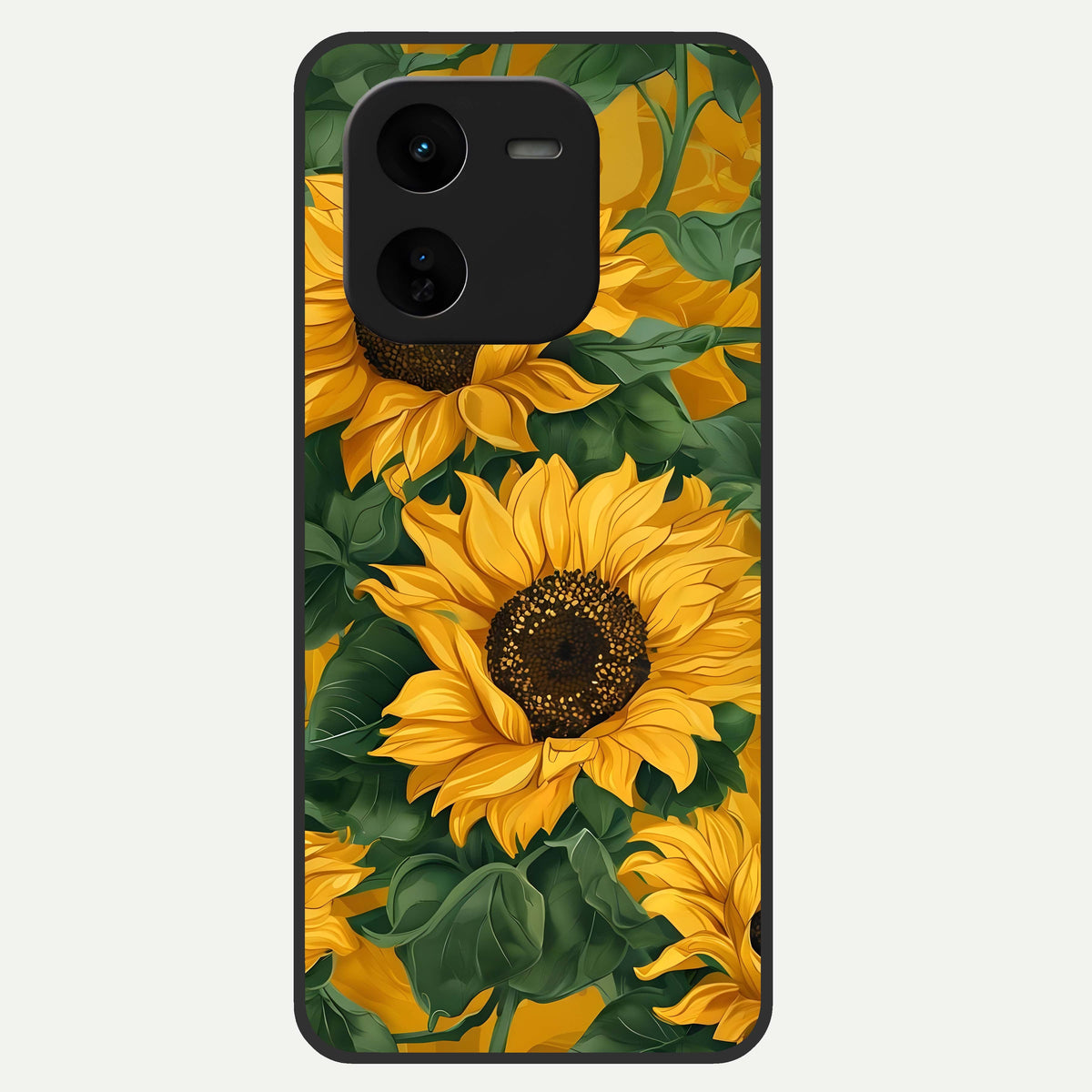  Bright Sunflower Bloom Glass Case For iQOO Z9x 5G back cover – full design glossy printed glass finish