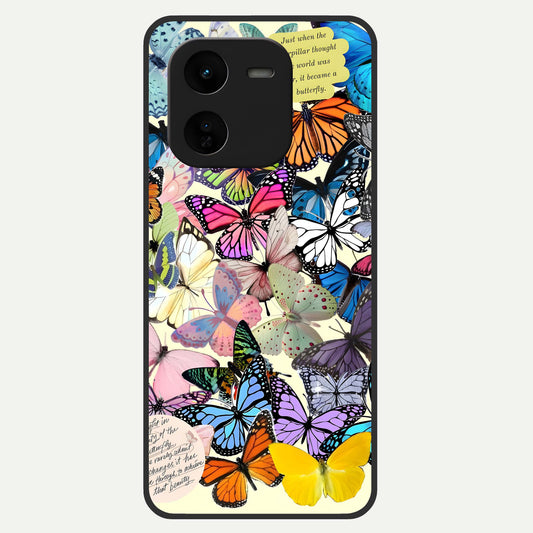  Butterflies Petal Dream Glass Case For iQOO Z9x 5G back cover – full design glossy printed glass finish