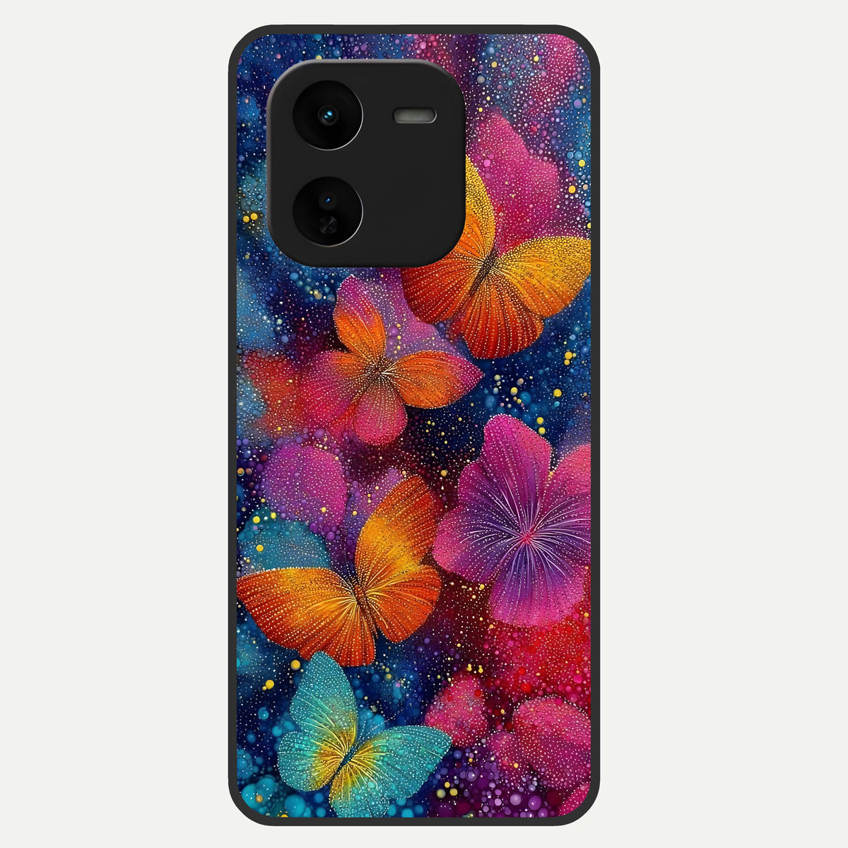  Butterfly Dream Mist Glass Case For iQOO Z9x 5G back cover – full design glossy printed glass finish