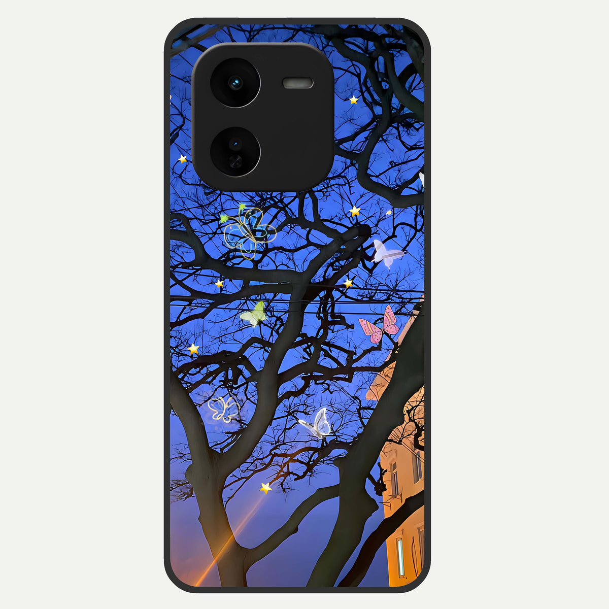  Butterfly Night Magic Glass Case For iQOO Z9x 5G back cover – full design glossy printed glass finish