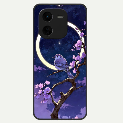  Celestial Bird Blossom Glass Case For iQOO Z9x 5G back cover – full design glossy printed glass finish