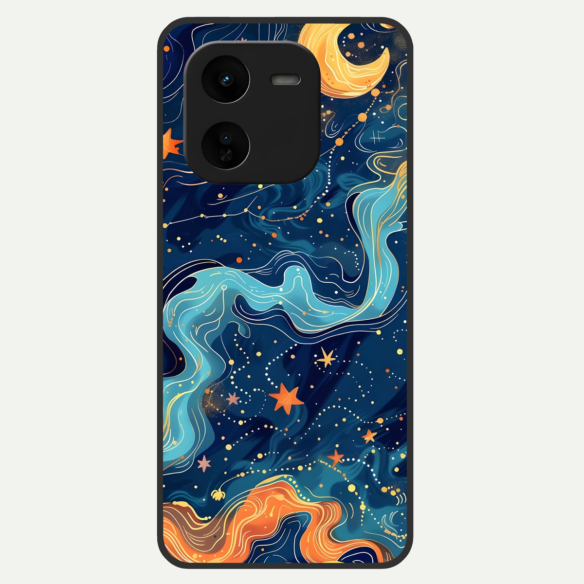  Celestial Dream Flow Glass Case For iQOO Z9x 5G back cover – full design glossy printed glass finish