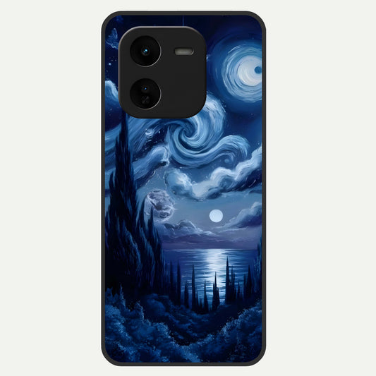  Celestial Dream Van Gogh Glass Case For iQOO Z9x 5G back cover – full design glossy printed glass finish
