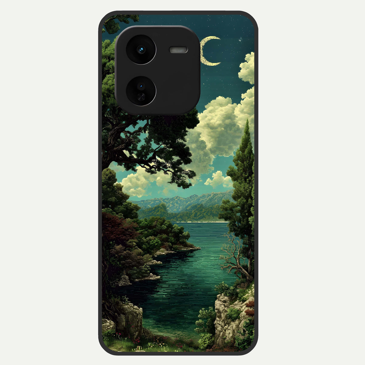  Celestial Lake Peace Glass Case For iQOO Z9x 5G back cover – full design glossy printed glass finish