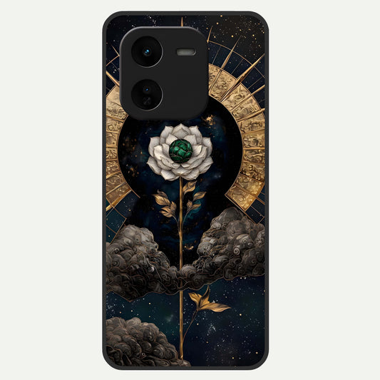  Celestial Lotus Morang Glass Case For iQOO Z9x 5G back cover – full design glossy printed glass finish