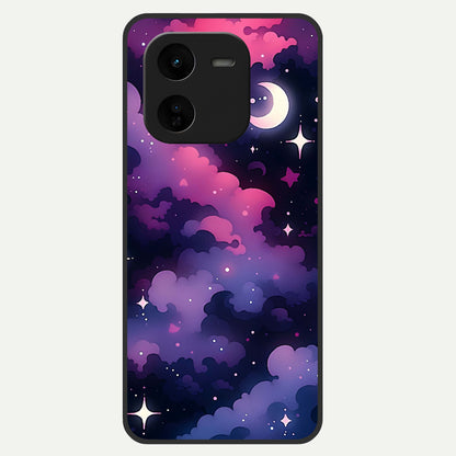  Celestial Moon Magic Glass Case For iQOO Z9x 5G back cover – full design glossy printed glass finish