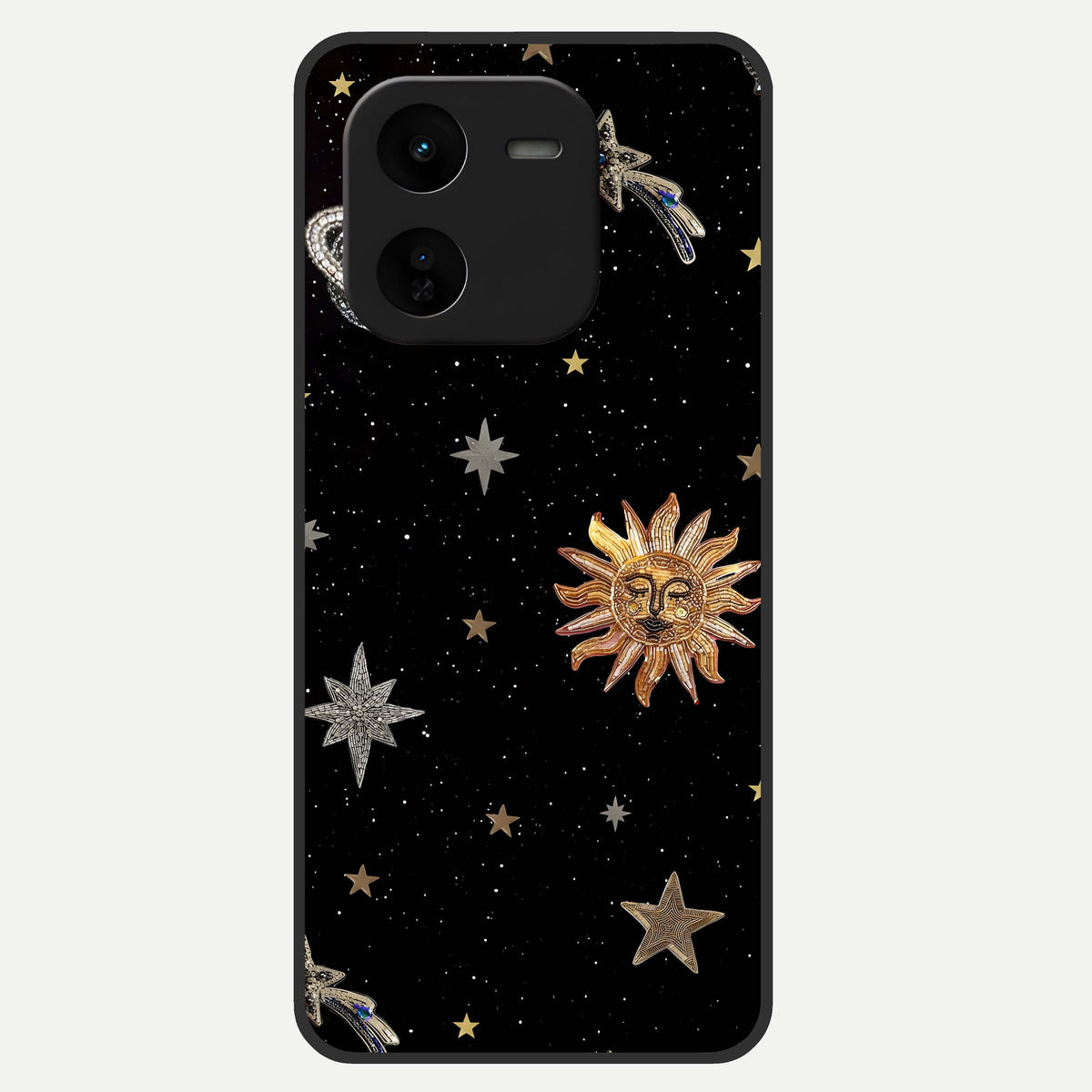  Celestial Moon With Stars Glass Case For iQOO Z9x 5G back cover – full design glossy printed glass finish