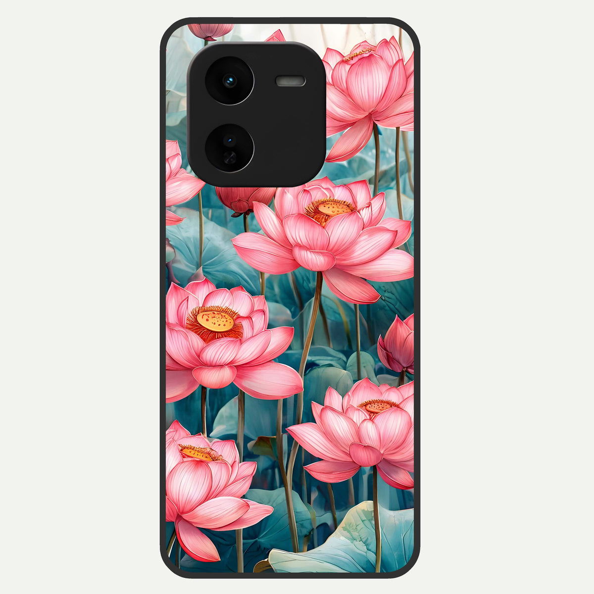  Celestial Pink Lotus Glass Case For iQOO Z9x 5G back cover – full design glossy printed glass finish