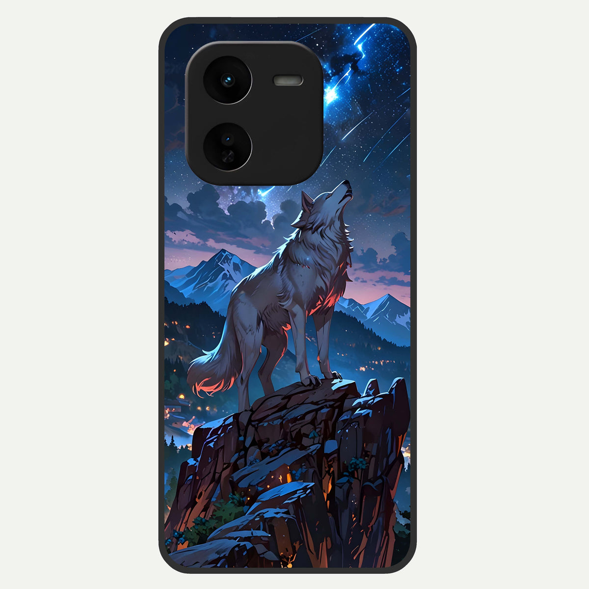  Celestial Wolf Howl Glass Case For iQOO Z9x 5G back cover – full design glossy printed glass finish