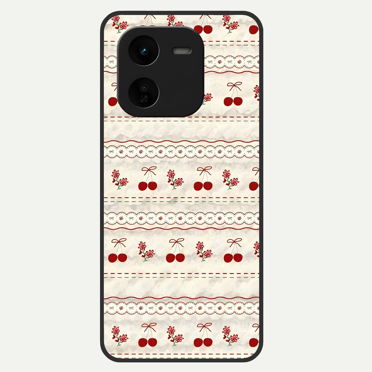  Cherry Bloom Charm Glass Case For iQOO Z9x 5G back cover – full design glossy printed glass finish