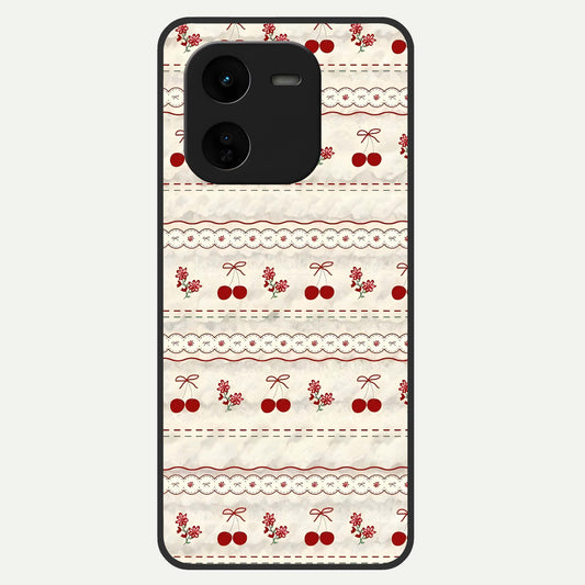  Cherry Bloom Charm Glass Case For iQOO Z9x 5G back cover – full design glossy printed glass finish