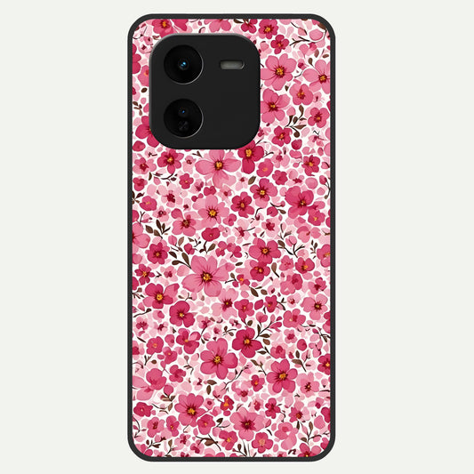  Cherry Blossom Charm Glass Case For iQOO Z9x 5G back cover – full design glossy printed glass finish
