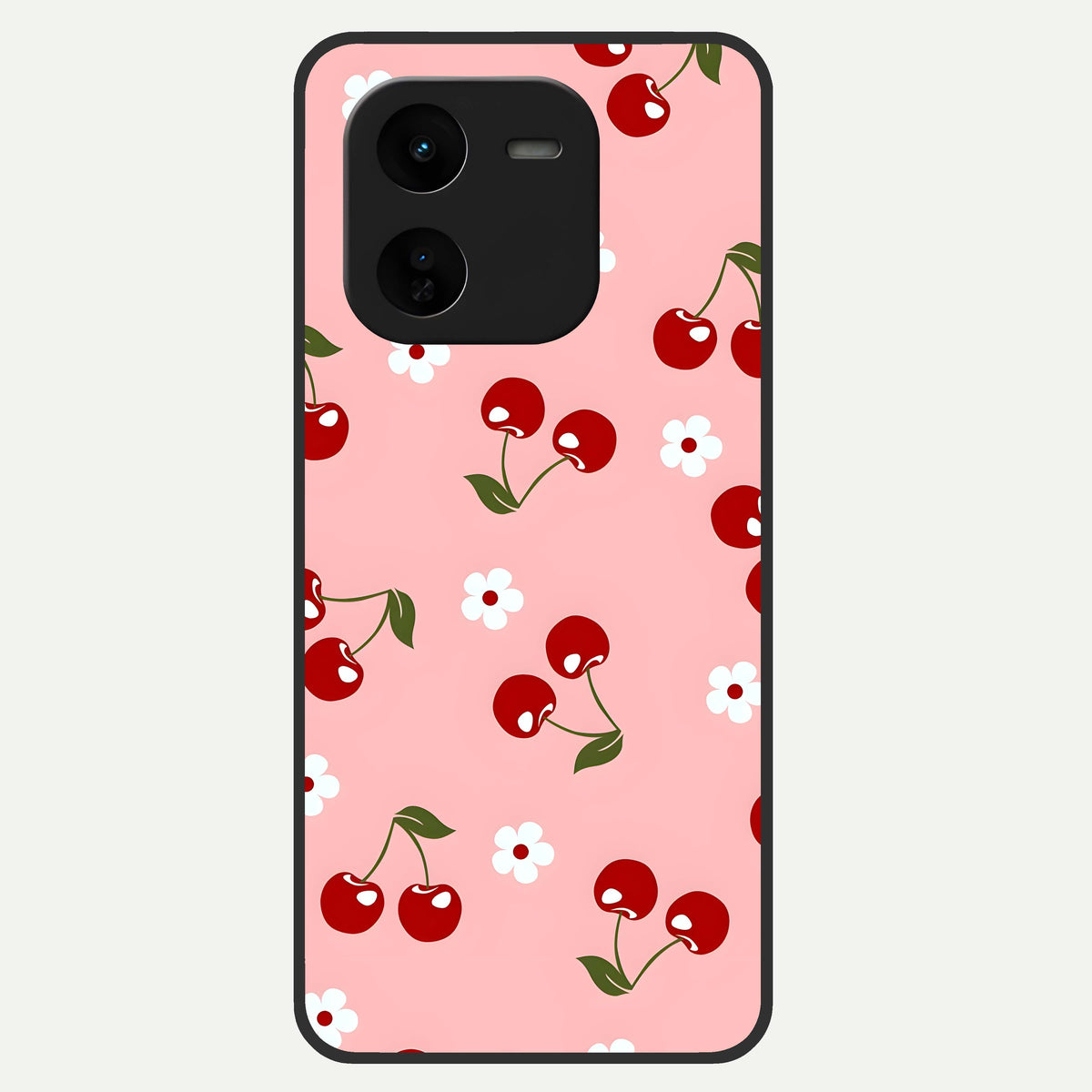 Cherry Love Mood Glass Case For iQOO Z9x 5G back cover – full design glossy printed glass finish