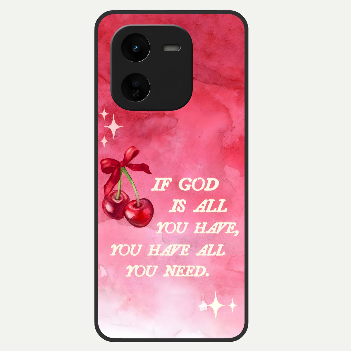  Cherry Quote Glass Case For iQOO Z9x 5G back cover – full design glossy printed glass finish