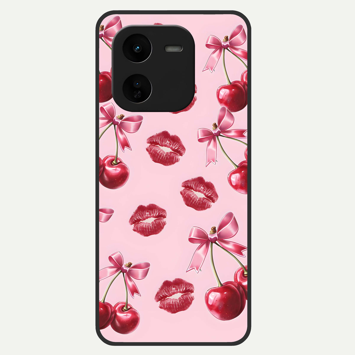  Cherry With Lips Glass Case For iQOO Z9x 5G back cover – full design glossy printed glass finish