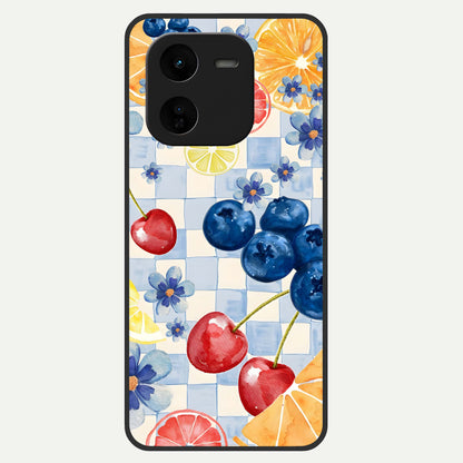  Citrus Bloom Joy Glass Case For iQOO Z9x 5G back cover – full design glossy printed glass finish