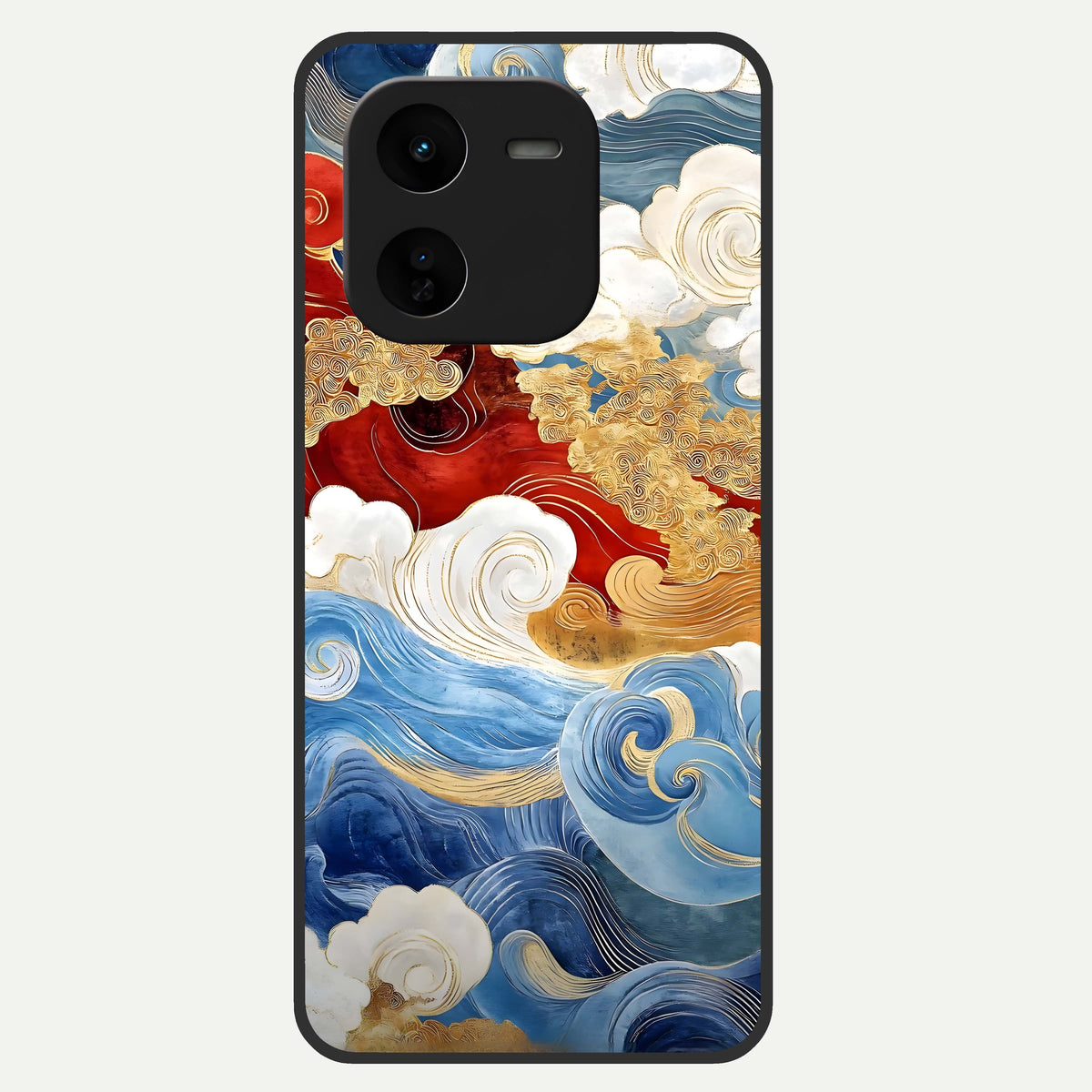  Colored Waves Glass Case For iQOO Z9x 5G back cover – full design glossy printed glass finish