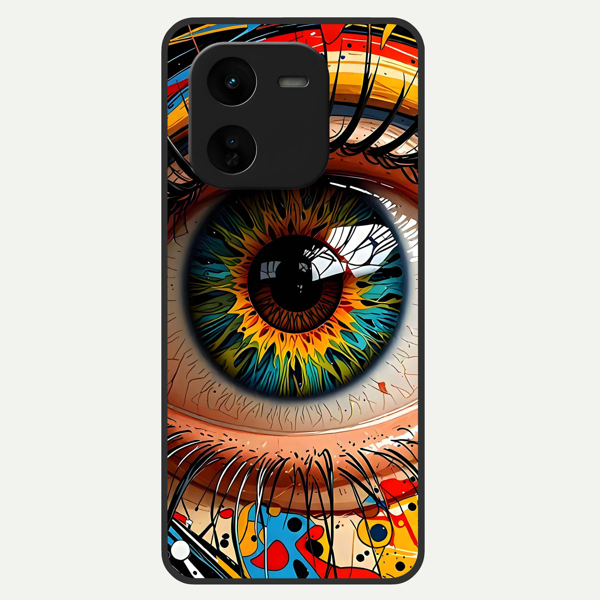  Colorful Eye Glass Case For iQOO Z9x 5G back cover – full design glossy printed glass finish