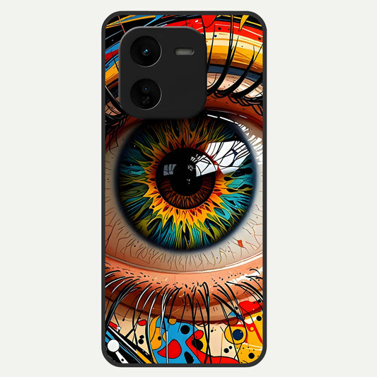  Colorful Eye Glass Case For iQOO Z9x 5G back cover – full design glossy printed glass finish