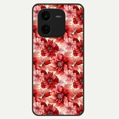  Crimson Love Petals Glass Case For iQOO Z9x 5G back cover – full design glossy printed glass finish