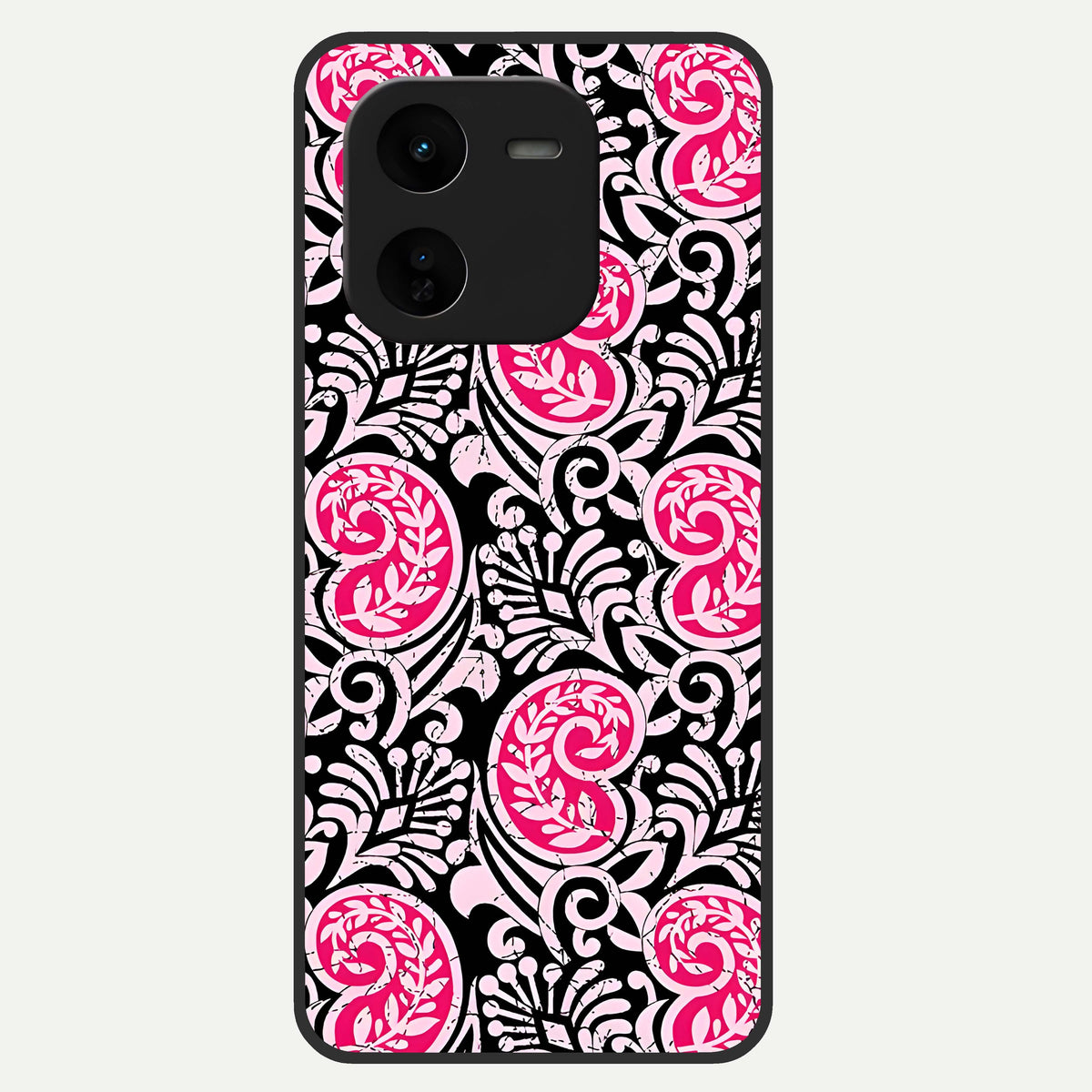  Crimson Paisley Charm Glass Case For iQOO Z9x 5G back cover – full design glossy printed glass finish