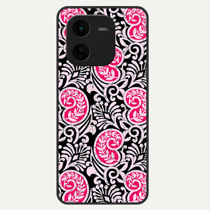  Crimson Paisley Charm Glass Case For iQOO Z9x 5G back cover – full design glossy printed glass finish