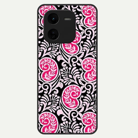  Crimson Paisley Charm Glass Case For iQOO Z9x 5G back cover – full design glossy printed glass finish