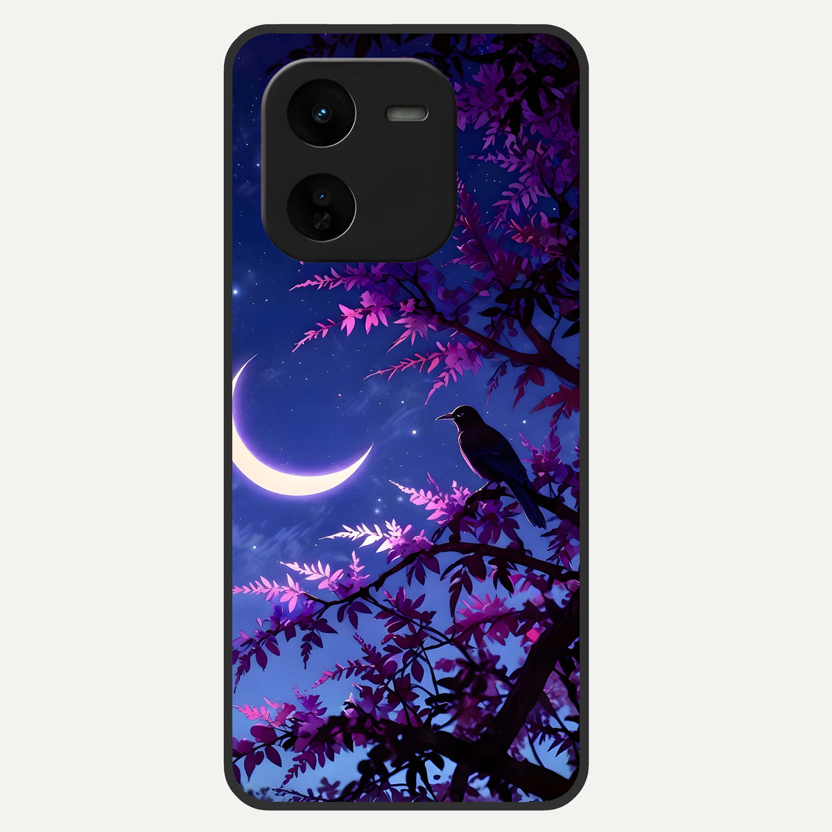  Crow And Moon Scenery Glass Case For iQOO Z9x 5G back cover – full design glossy printed glass finish