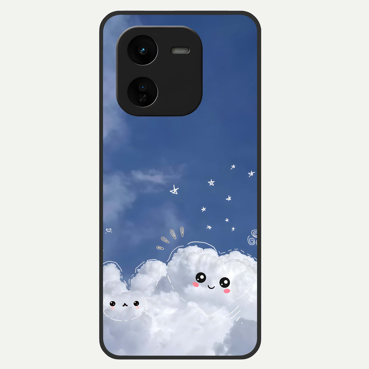  Cute Blossom Cloud Glass Case For iQOO Z9x 5G back cover – full design glossy printed glass finish