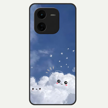  Cute Blossom Cloud Glass Case For iQOO Z9x 5G back cover – full design glossy printed glass finish