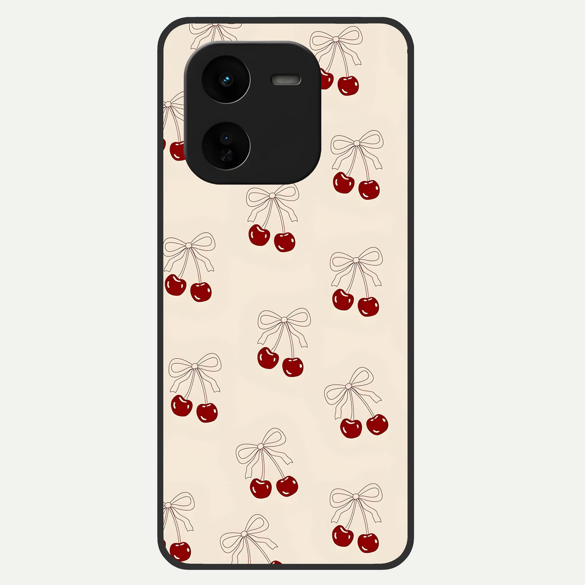  Cute Cherry Pattern Glass Case For iQOO Z9x 5G back cover – full design glossy printed glass finish
