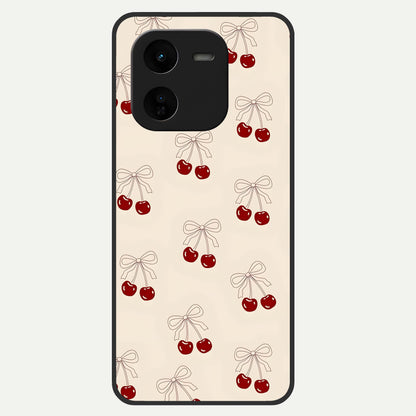  Cute Cherry Pattern Glass Case For iQOO Z9x 5G back cover – full design glossy printed glass finish