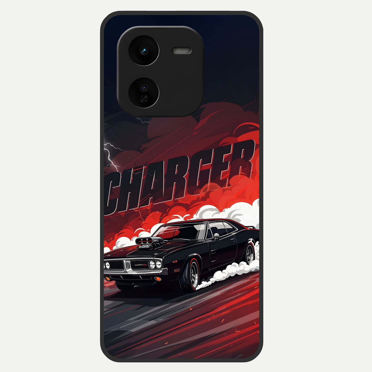  Dark Charger Fury Glass Case For iQOO Z9x 5G back cover – full design glossy printed glass finish