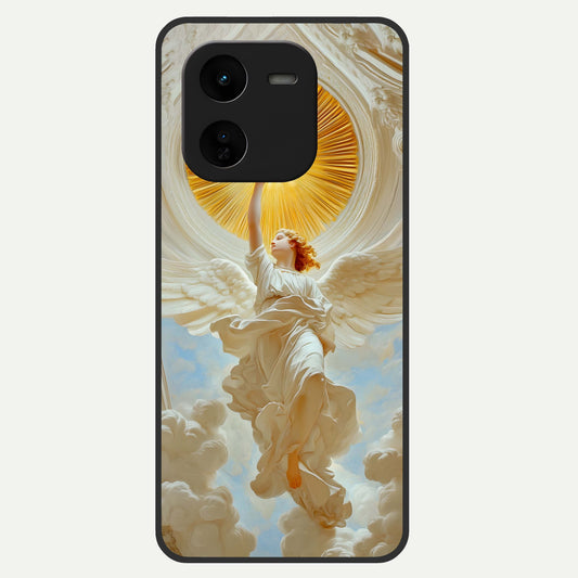  Divine Light Angel Glass Case For iQOO Z9x 5G back cover – full design glossy printed glass finish