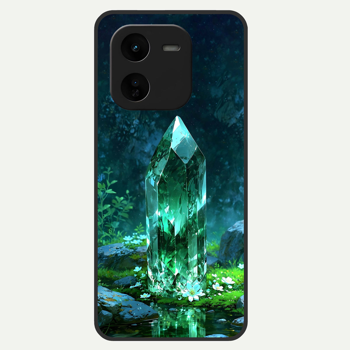  Emerald Light Crystal Glass Case For iQOO Z9x 5G back cover – full design glossy printed glass finish