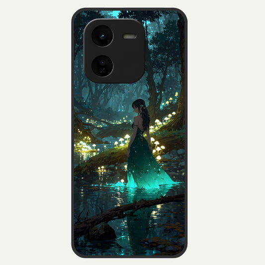  Enchanted Forest Glow Glass Case For iQOO Z9x 5G back cover – full design glossy printed glass finish