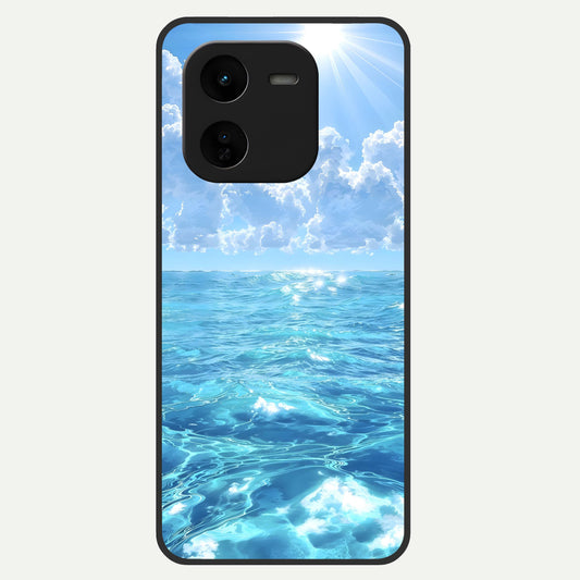  Endless Ocean Horizon Glass Case For iQOO Z9x 5G back cover – full design glossy printed glass finish