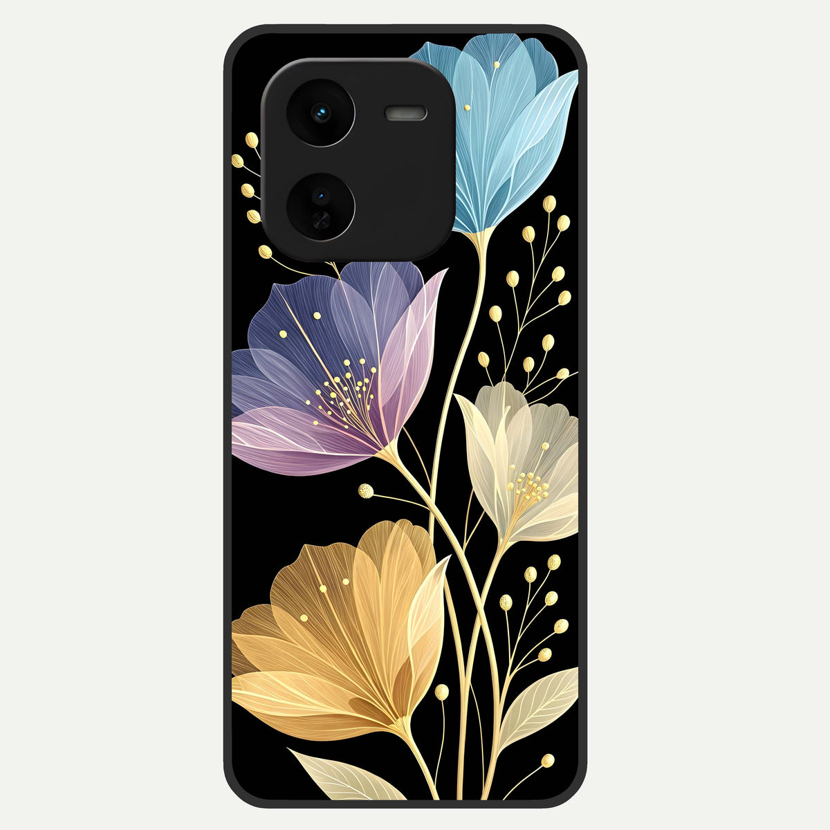  Flower Bloom Glow Glass Case For iQOO Z9x 5G back cover – full design glossy printed glass finish