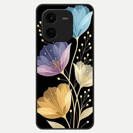  Flower Bloom Glow Glass Case For iQOO Z9x 5G back cover – full design glossy printed glass finish