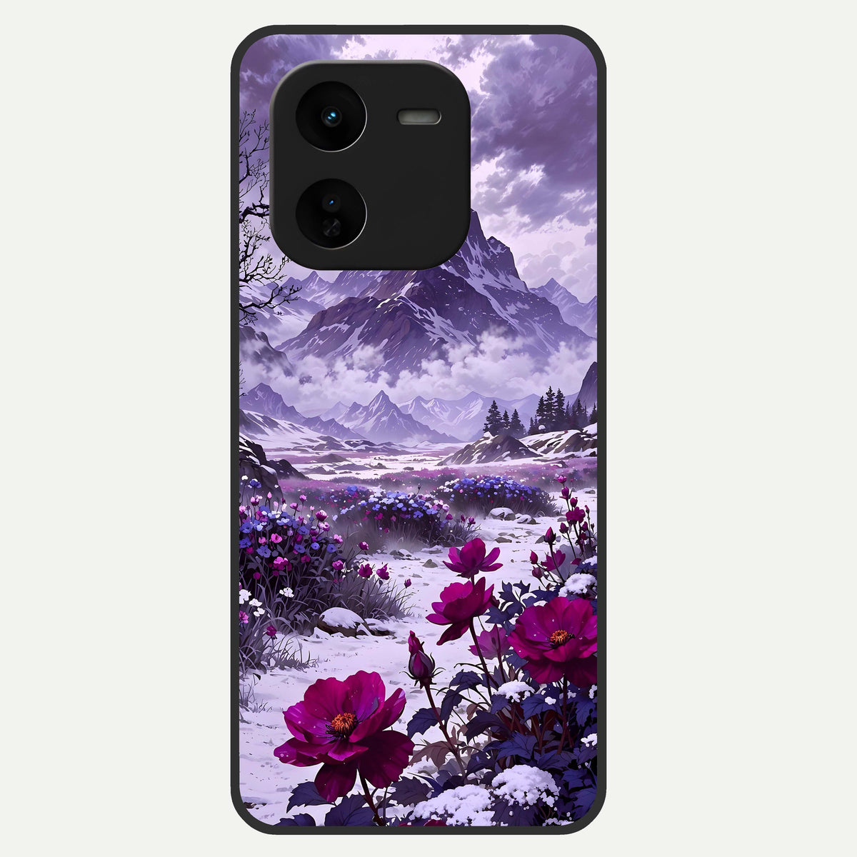  Flower Mountain View Glass Case For iQOO Z9x 5G back cover – full design glossy printed glass finish