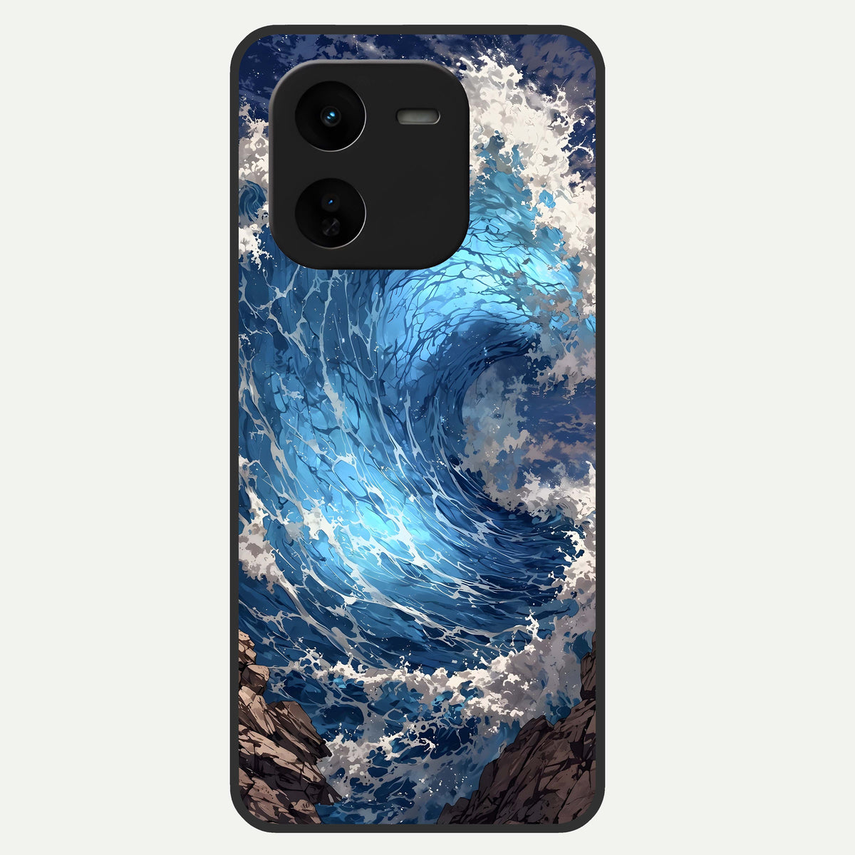  Giant Ocean Wave Glass Case For iQOO Z9x 5G back cover – full design glossy printed glass finish