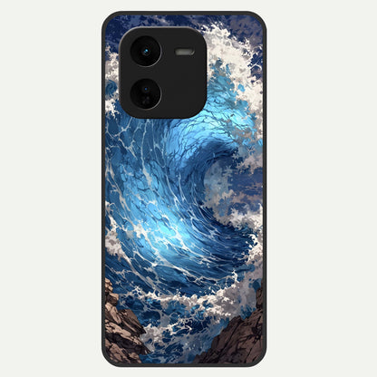  Giant Ocean Wave Glass Case For iQOO Z9x 5G back cover – full design glossy printed glass finish