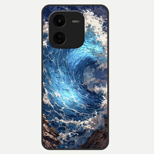  Giant Ocean Wave Glass Case For iQOO Z9x 5G back cover – full design glossy printed glass finish