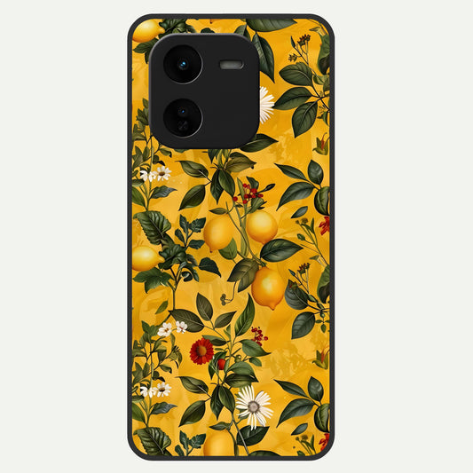  Golden Lemon Field Glass Case For iQOO Z9x 5G back cover – full design glossy printed glass finish