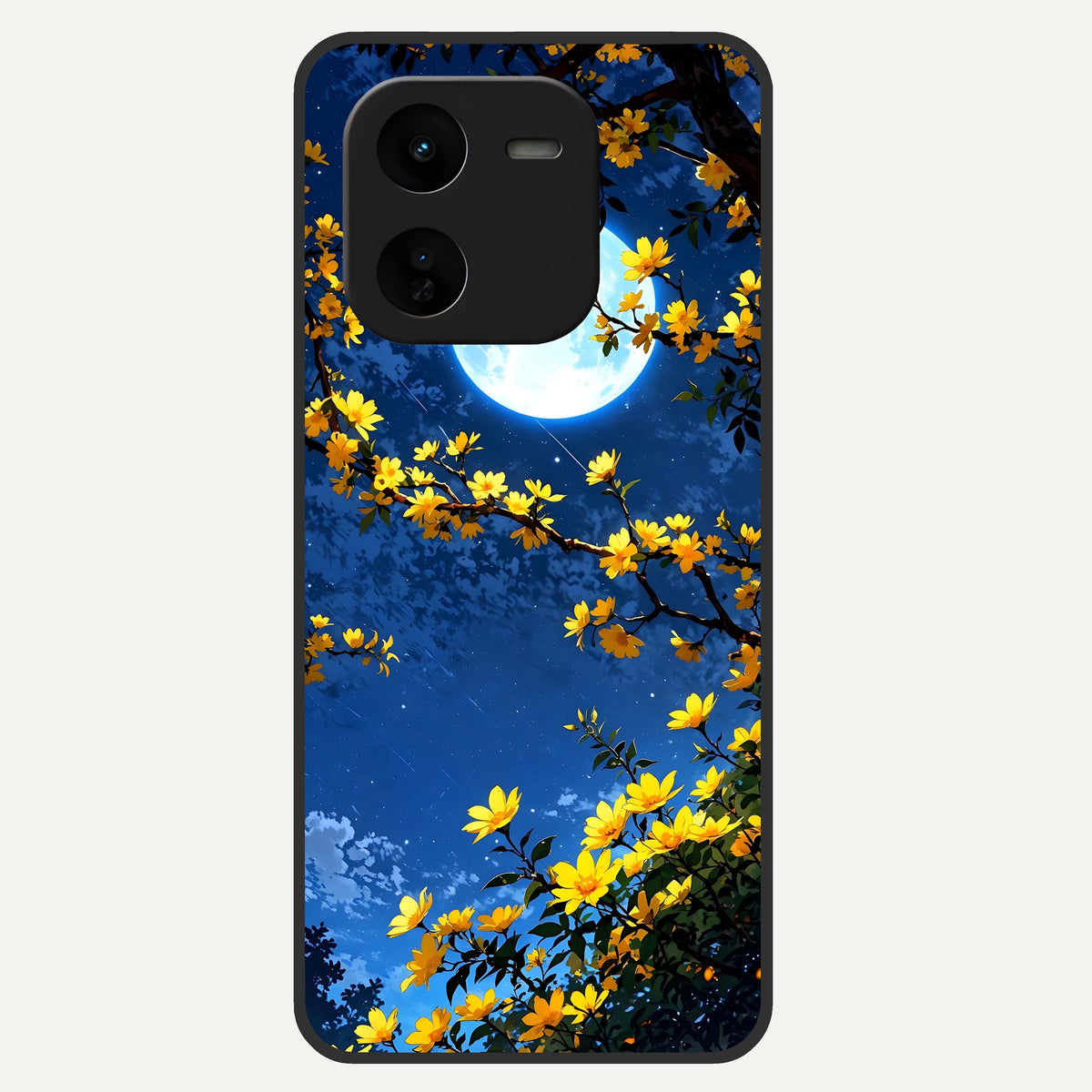  Golden Night Glow Glass Case For iQOO Z9x 5G back cover – full design glossy printed glass finish