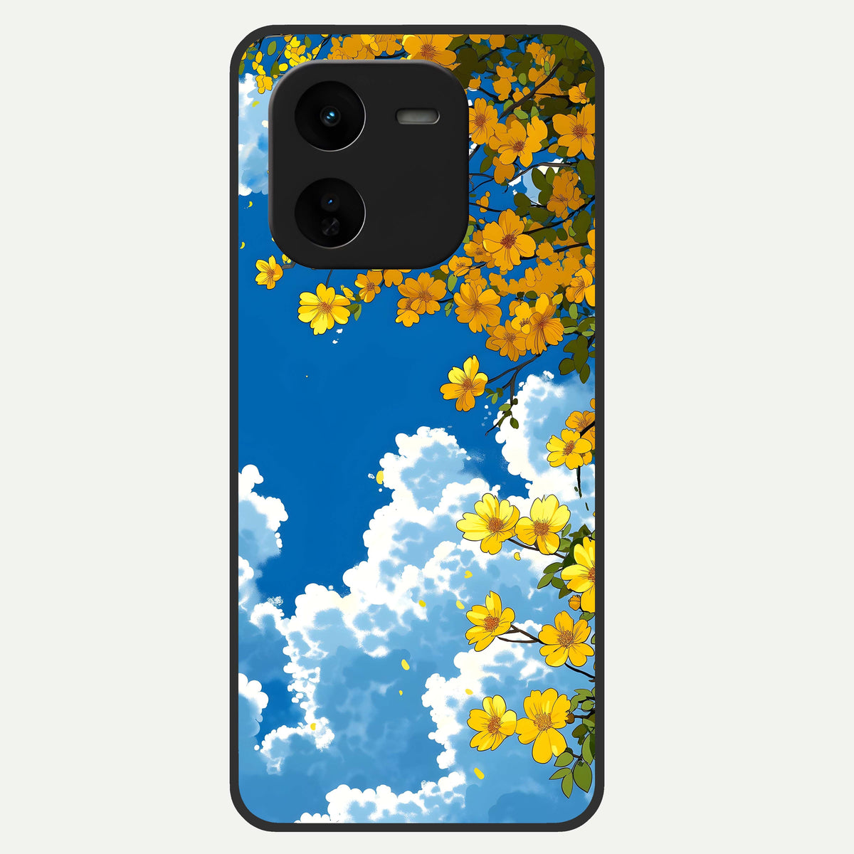  Golden Petal Sky Glass Case For iQOO Z9x 5G back cover – full design glossy printed glass finish