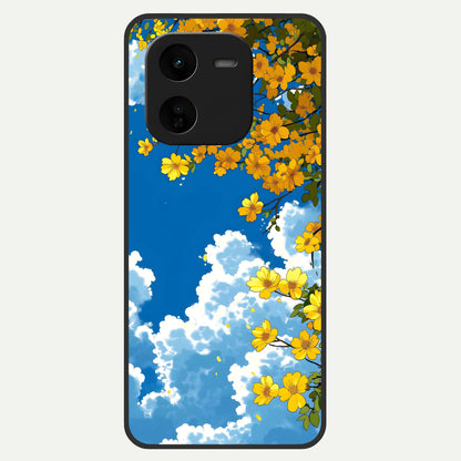 Golden Petal Sky Glass Case For iQOO Z9x 5G back cover – full design glossy printed glass finish
